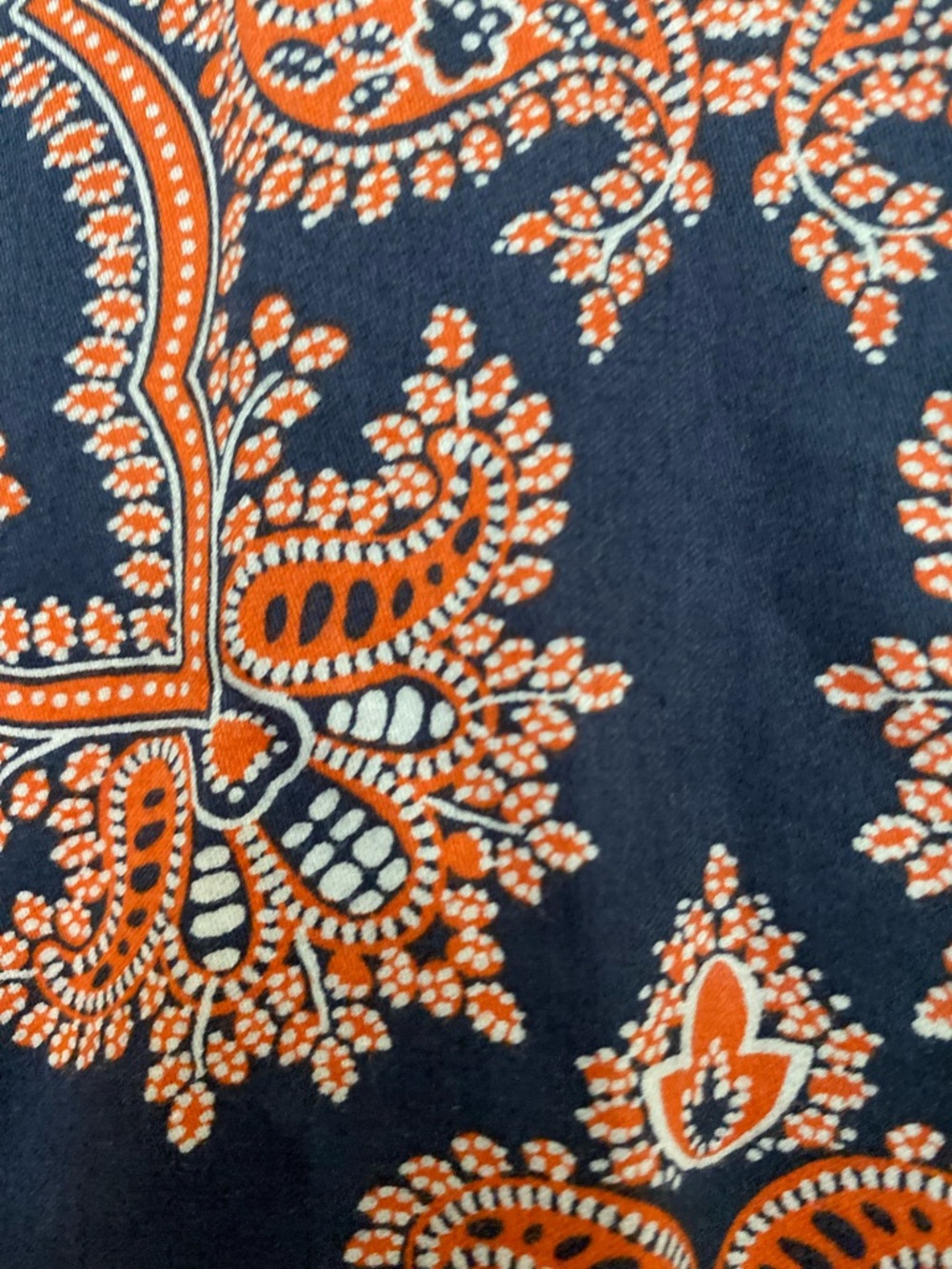 Foxcroft Navy and Coral Paisley Button-Down Shirt - Picture 3 of 4